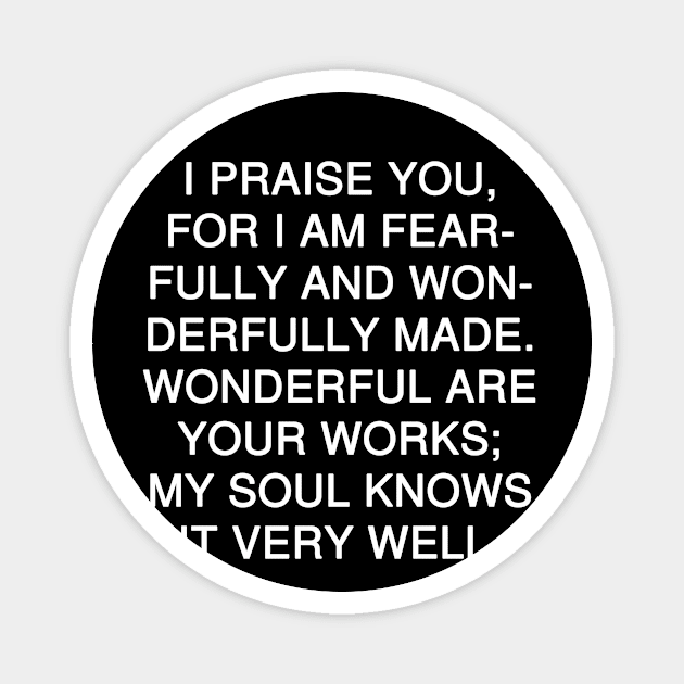 Psalm 139:14 Bible Verse ESV Text Magnet by Holy Bible Verses